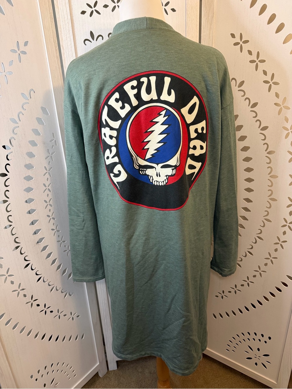 Grateful Dead Long Sleeve Fleece Lined Cardigan with Steal Your Face logo